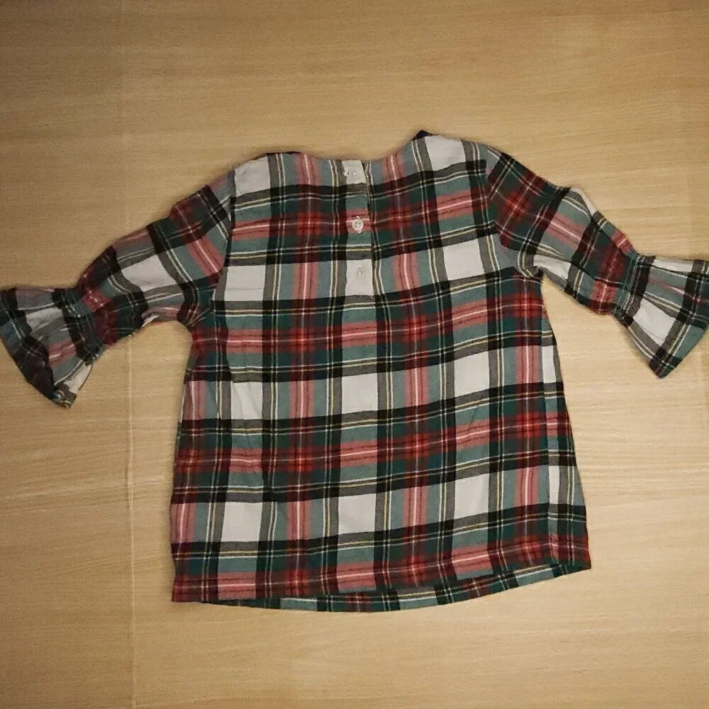 Carter's Girls Red Plaid Holiday Long Sleeve Flannel Tunic Top 4